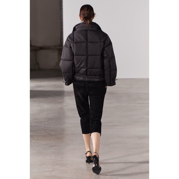 ZARA • Black Puffer Water Repellent Anorak ZW Collection Jacket Coat - Picture 4 of 12